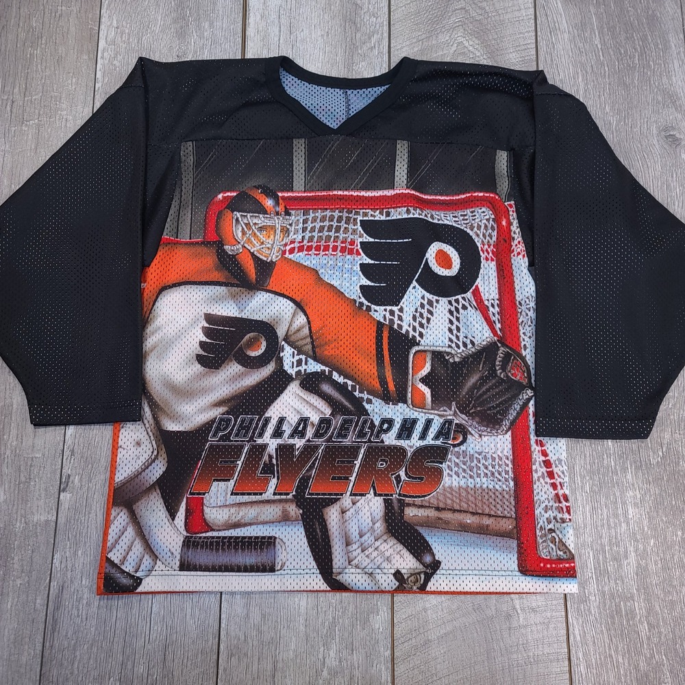 CCM Hockey Jersey Mens S/M Black Philadelphia Flyers Goalie Graphic Mesh